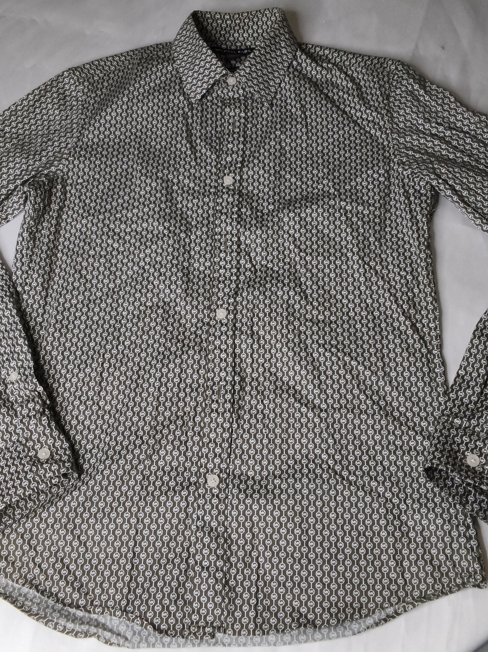 Michael Kors Black & White Geometric Button-Down Shirt